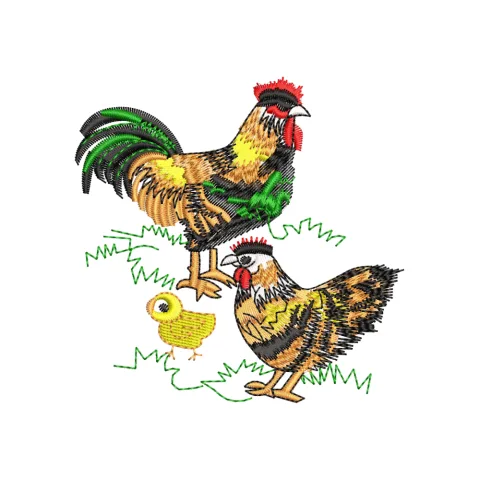 Hen Family Embroidery Design