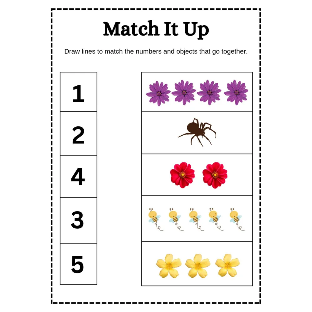 Number Object Matching Worksheets