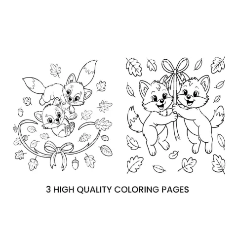 Cute Fox Family Autumn Coloring Books