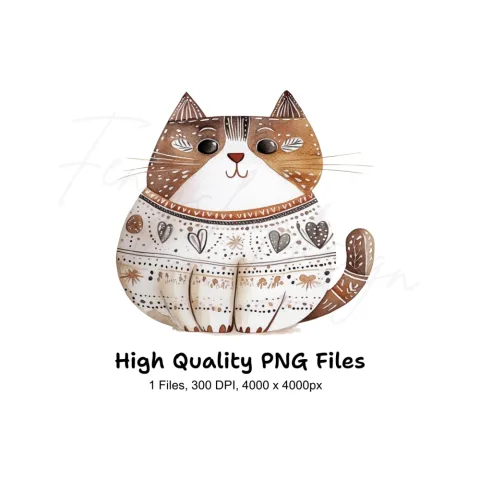 Cute Brown Cat Clipart Bundle