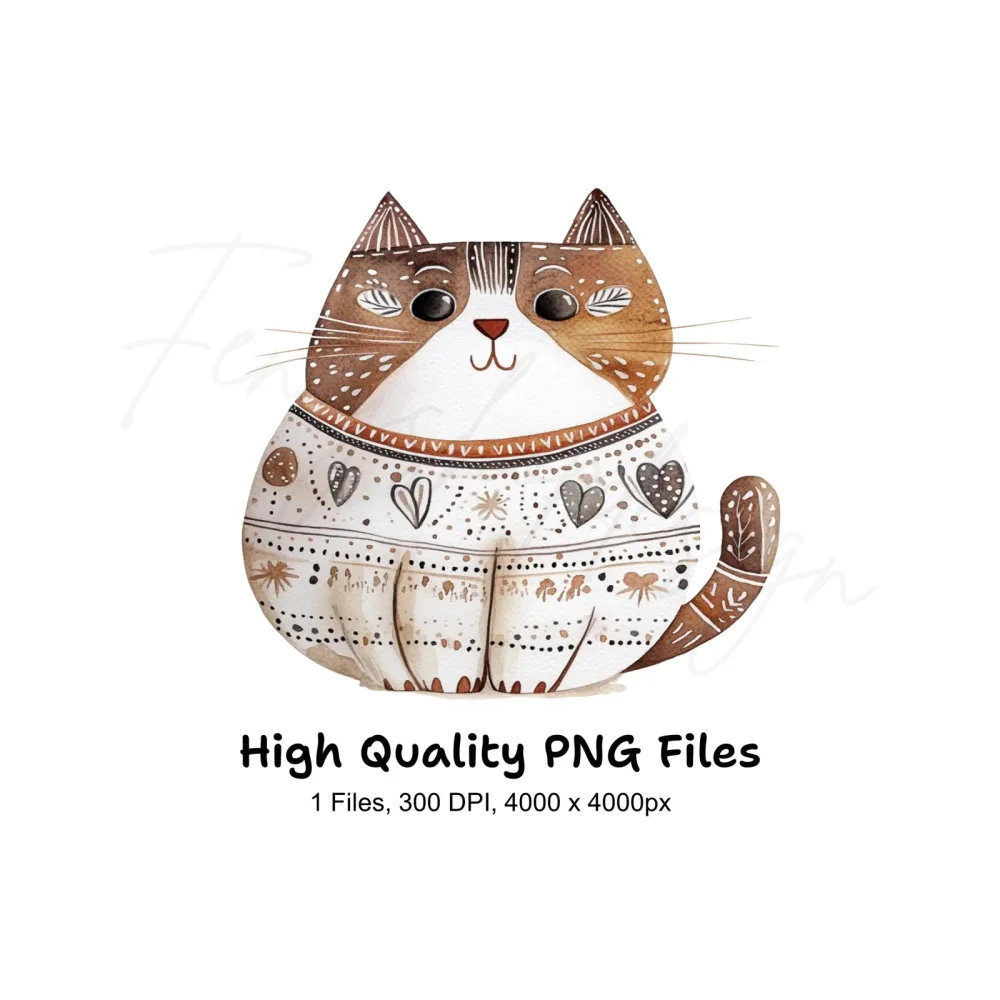 Cute Brown Cat Clipart Bundle