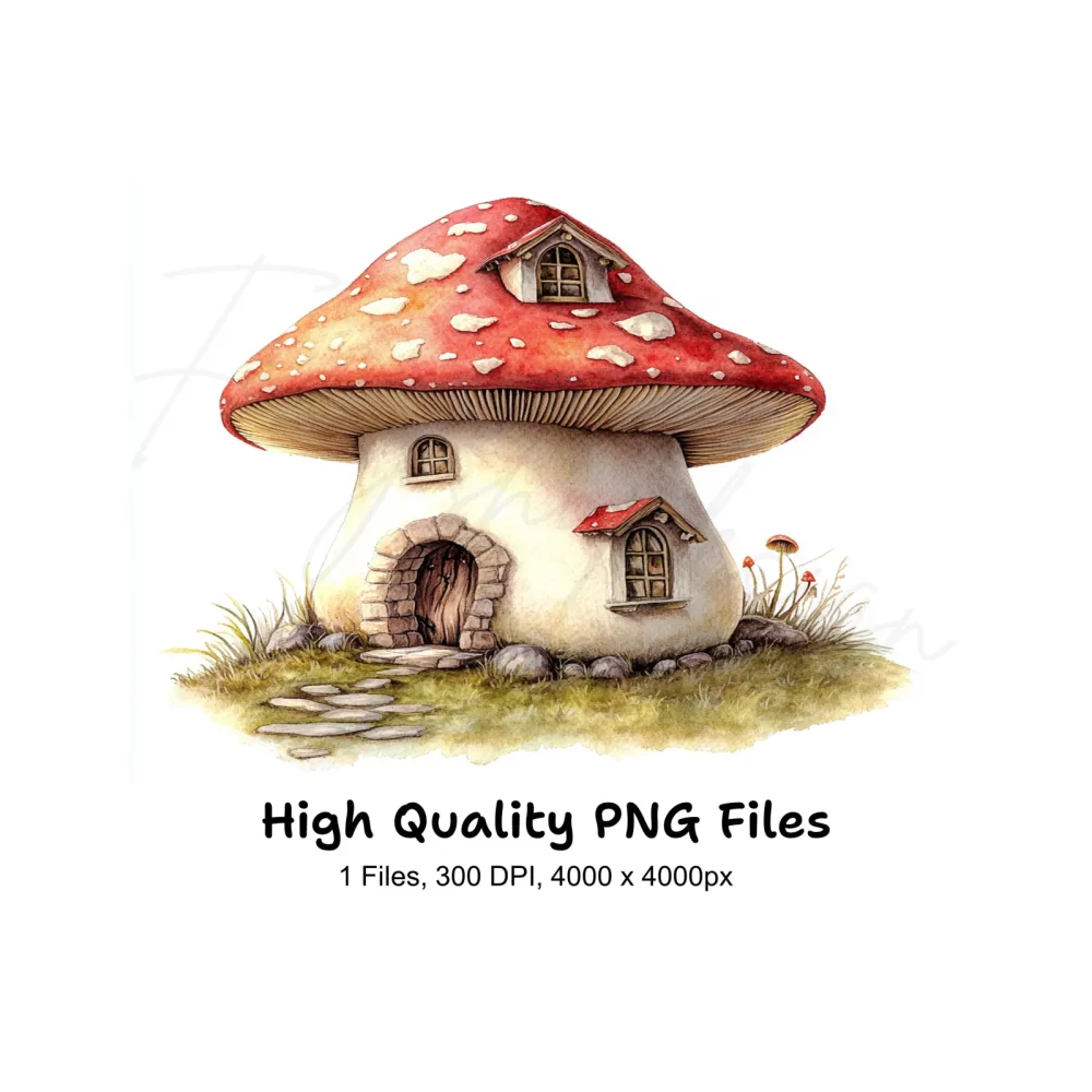 Charming Red Mushroom House Clipart Bundle