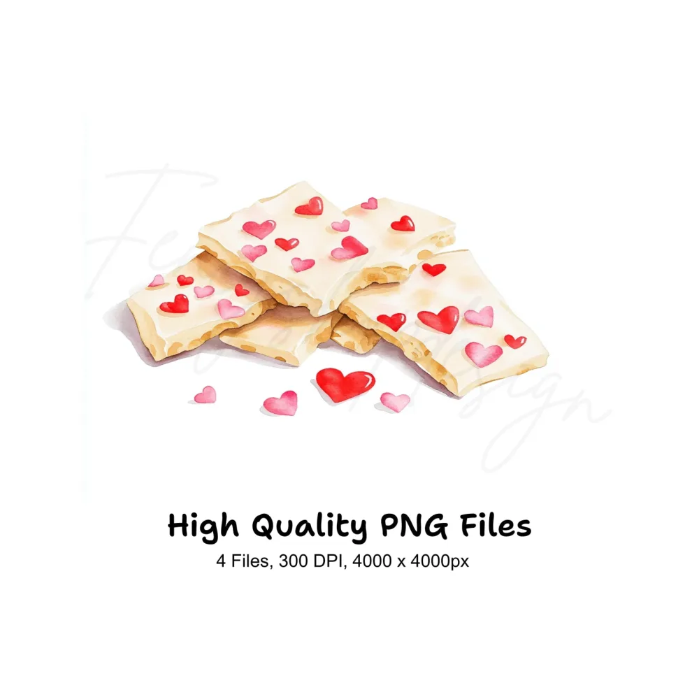 Heart Sprinkled White Chocolate Bark Clipart Bundle