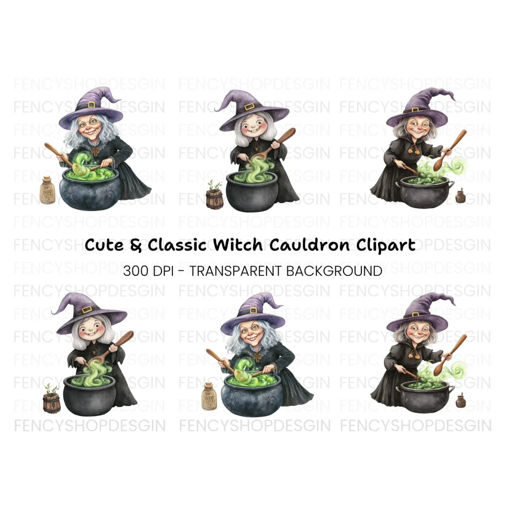 Witches Brewing Potions Clipart Bundle