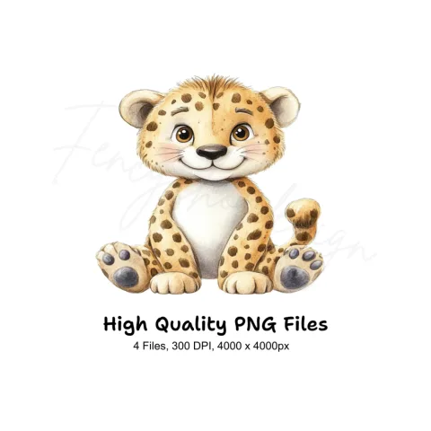 Cute Baby Cheetah Clipart Bundle
