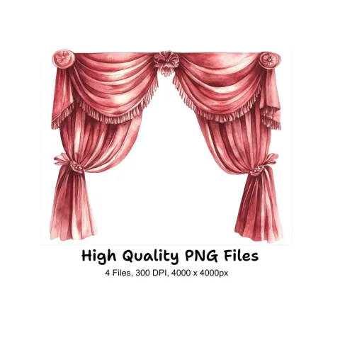 Luxurious Red Curtain Clipart Bundle
