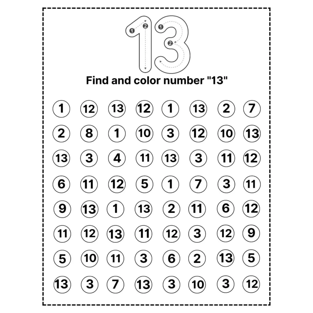 Find and Color Numbers Worksheets
