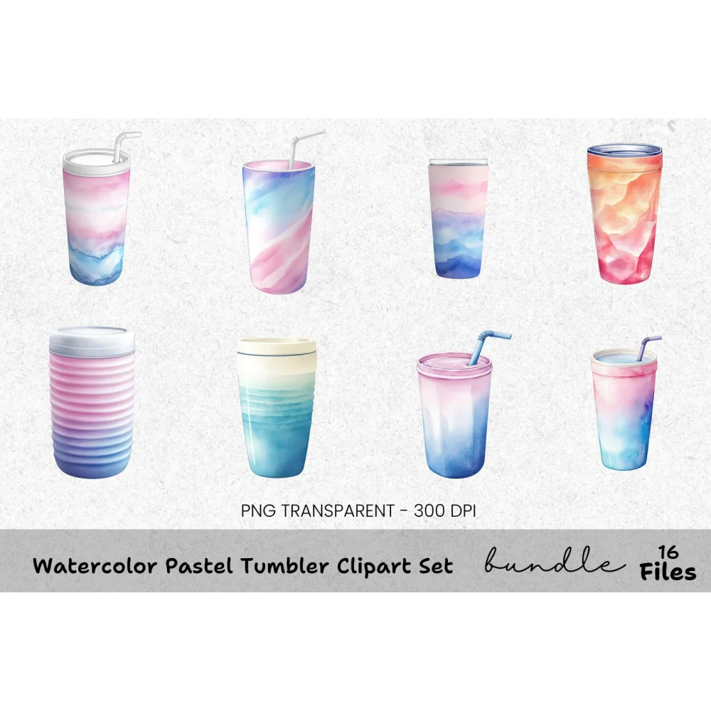 Pastel Tumbler Clipart Bundle