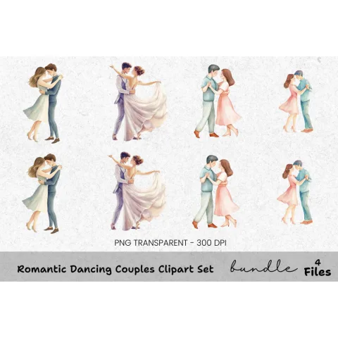 Romantic Dancing Couples Clipart Bundle