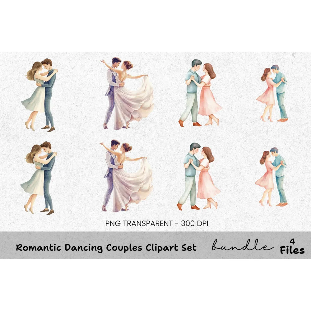 Romantic Dancing Couples Clipart Bundle