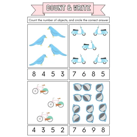 Count and Write Objects Worksheets