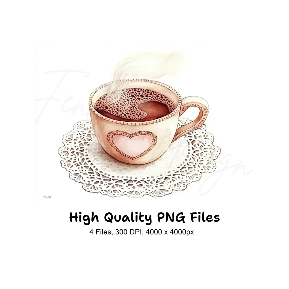 Heart Coffee Cups Clipart Bundle