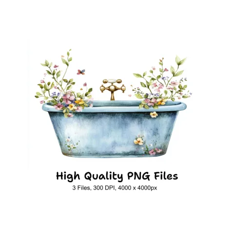 Floral Bathtub Clipart Bundle