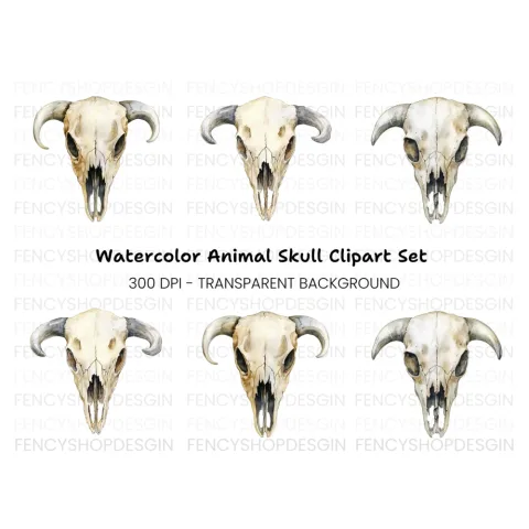 Animal Skull Clipart Bundle