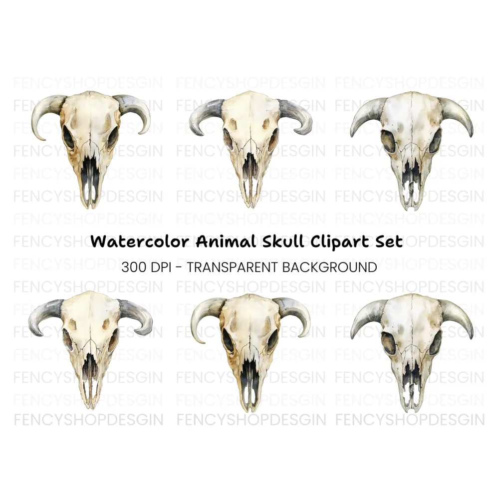 Animal Skull Clipart Bundle