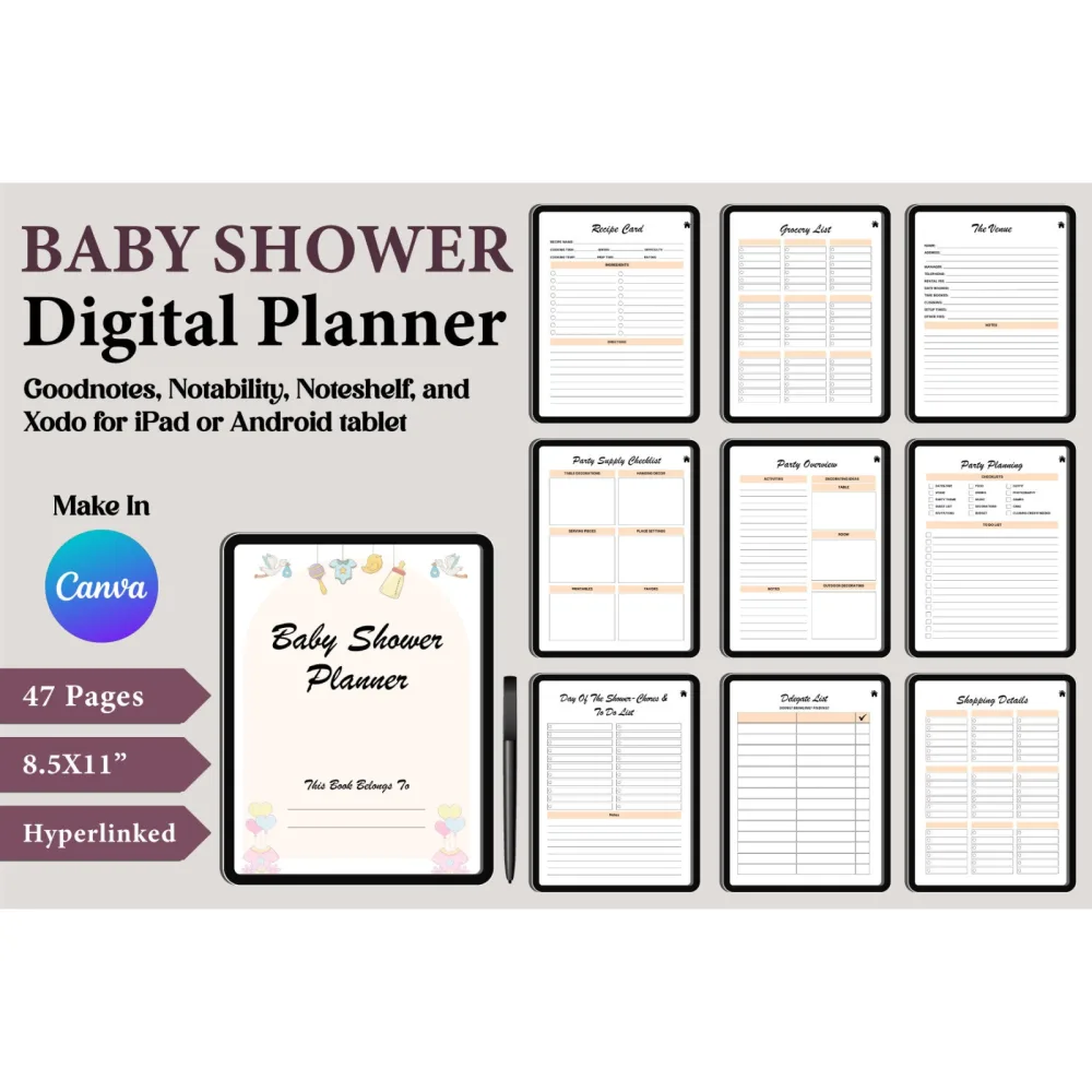 Editable Baby Shower Planner