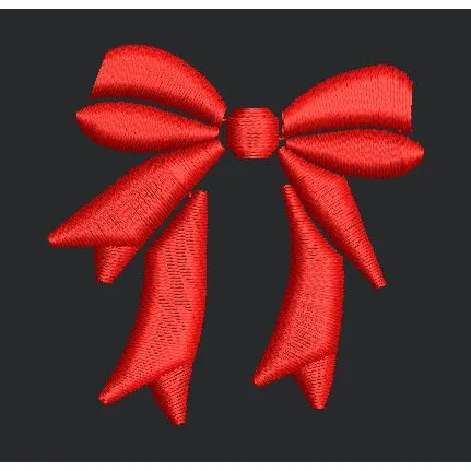 Red Ribbon Bow Embroidery Design