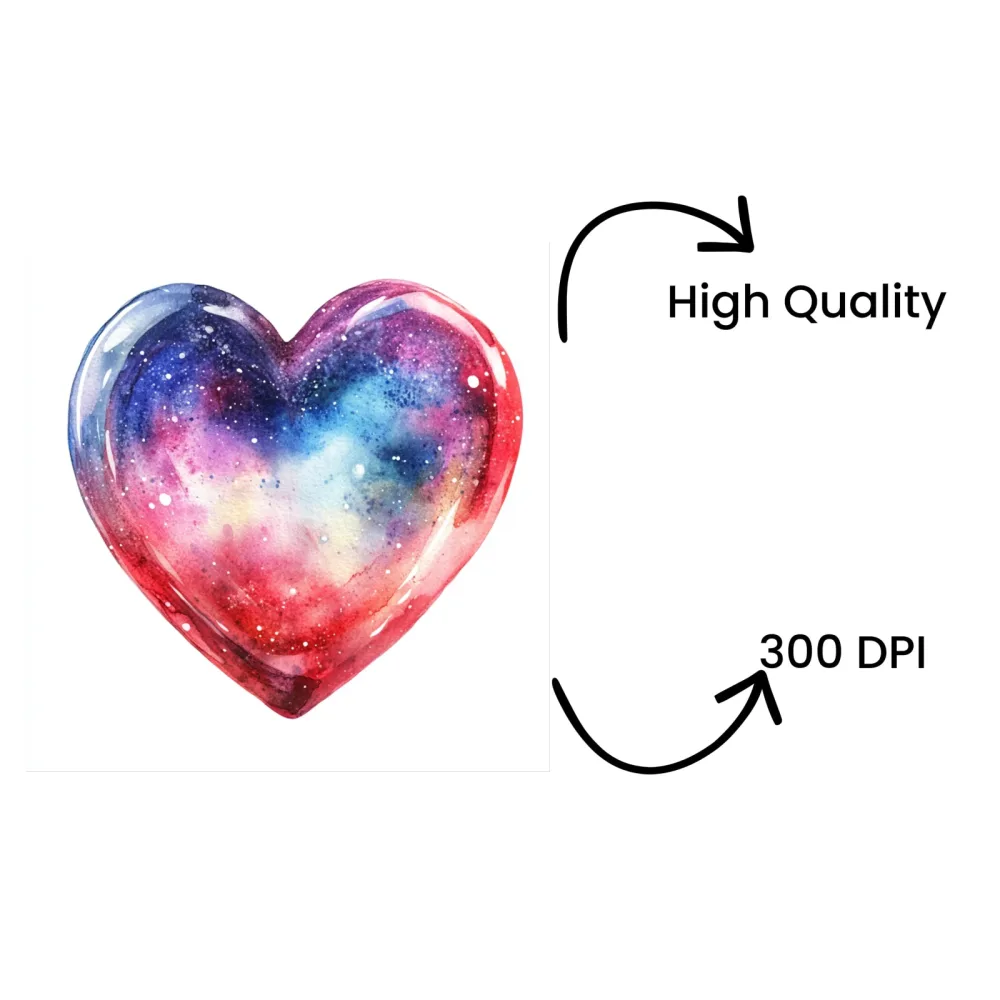 Cosmic Galaxy Heart Clipart Bundle