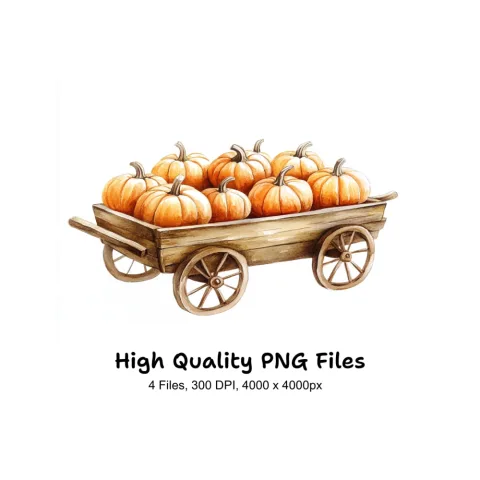 Rustic Pumpkin Wagon Clipart Bundle