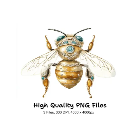 Elegant Gemstone Bee Clipart Bundle