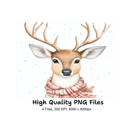 Natural Deer Head Clipart Bundle