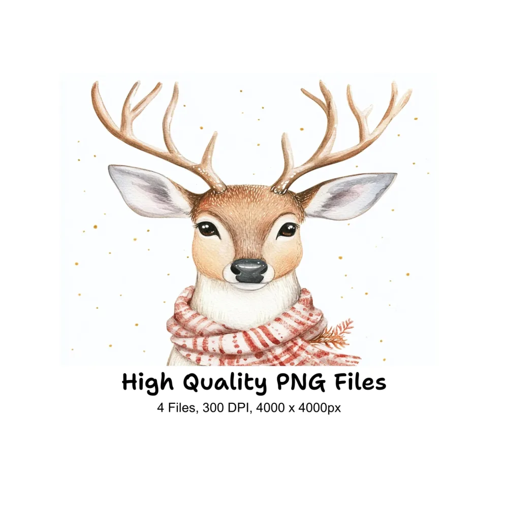Natural Deer Head Clipart Bundle