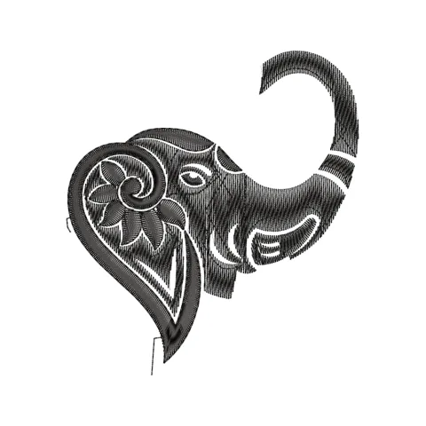 Elephant Head Embroidery Design