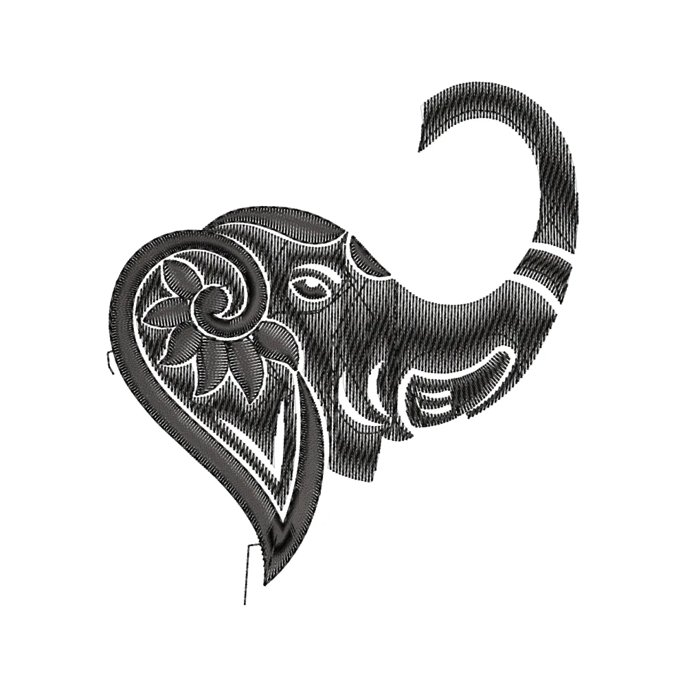 Elephant Head Embroidery Design