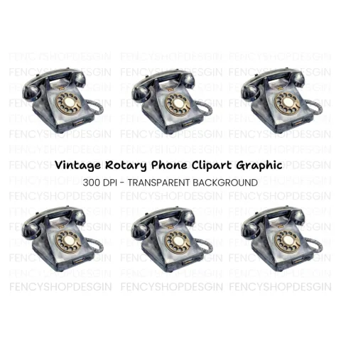 Vintage Rotary Phone Clipart Bundle