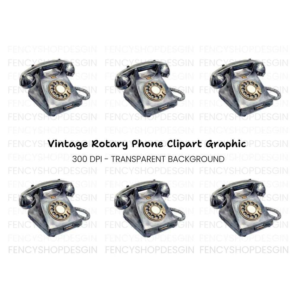 Vintage Rotary Phone Clipart Bundle