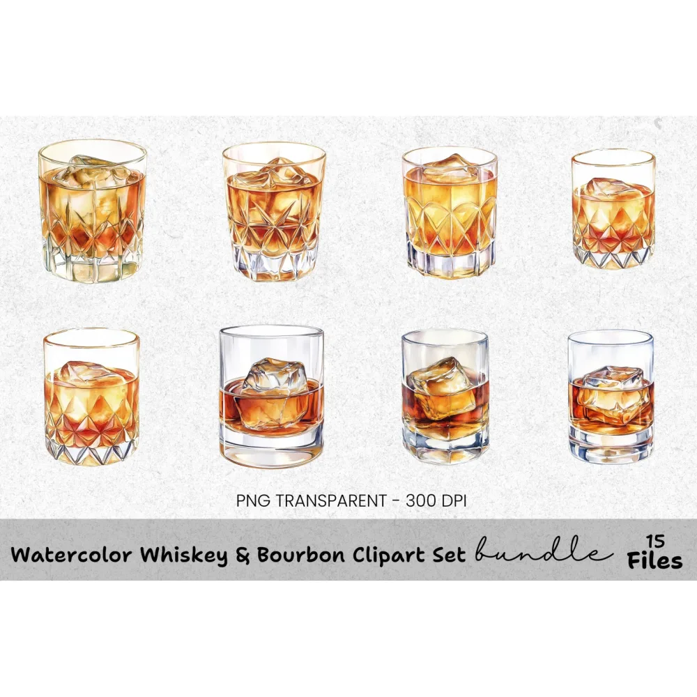 Whiskey Bourbon Clipart Bundle