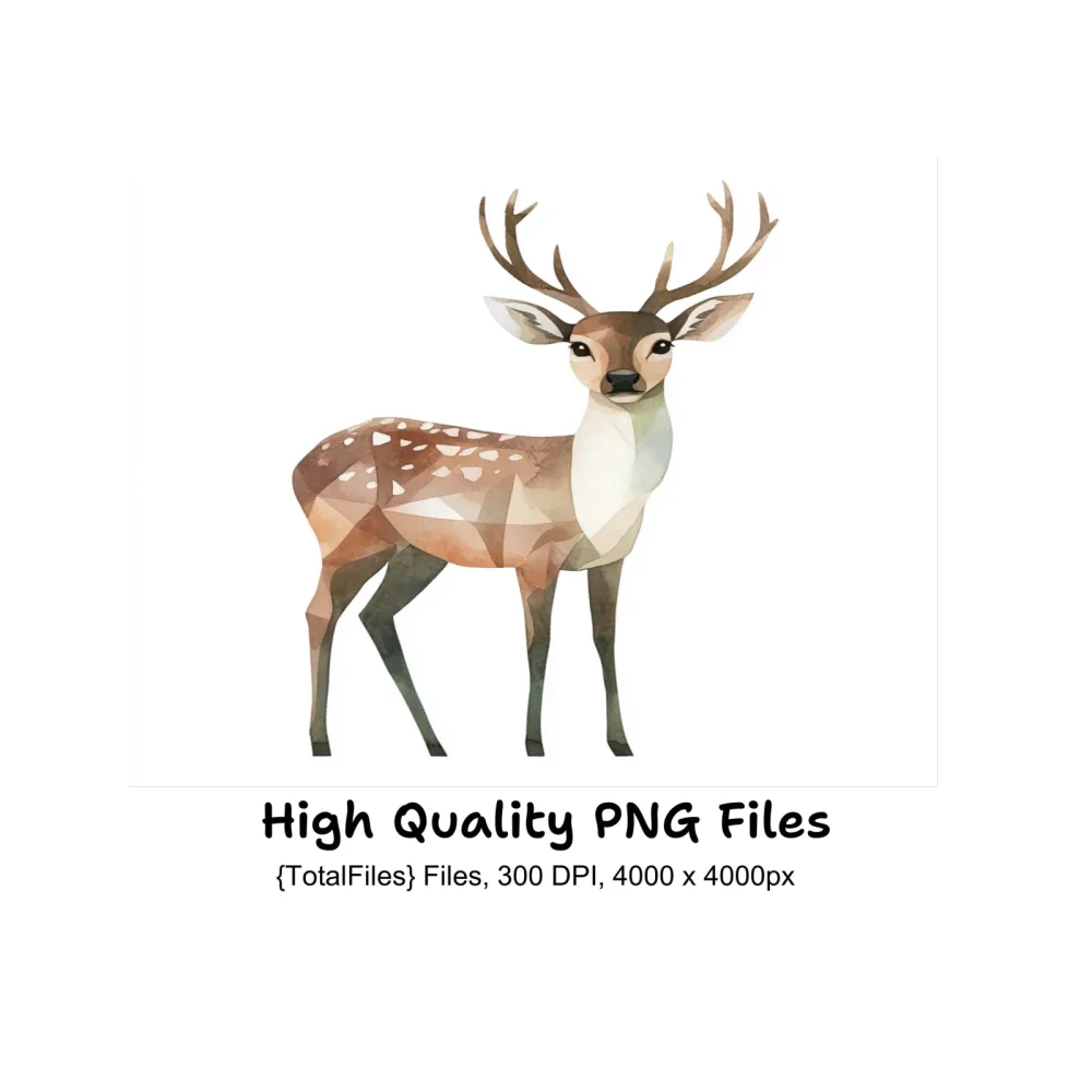 Polygonal Deer Illustrations Clipart Bundle