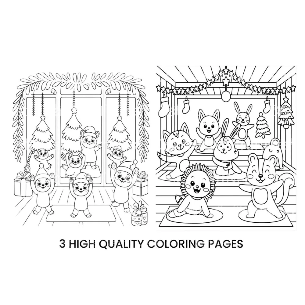 Christmas Animals Yoga Coloring Books