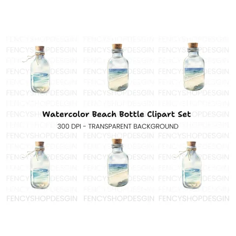 Ocean Bottle Clipart Bundle