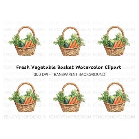 Fresh Harvest Basket Clipart Bundle