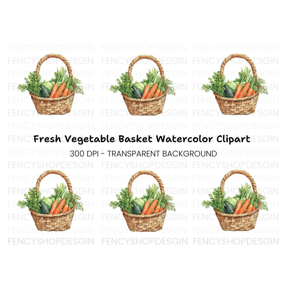 Fresh Harvest Basket Clipart Bundle