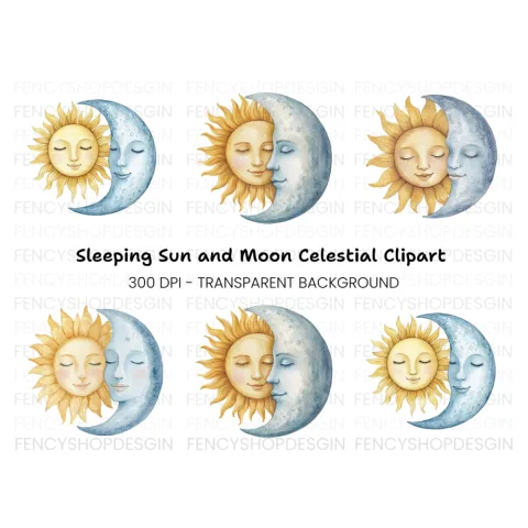 Pastel Sun and Moon Clipart Bundle