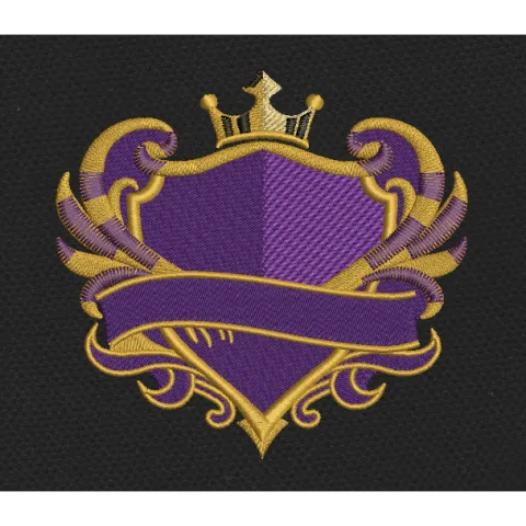 Royal Shield Purple And Gold Embroidery Design