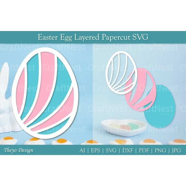 Easter Egg Layered Papercut SVG Bundle