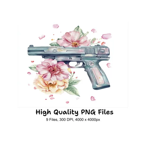 Floral Guns Clipart Bundle
