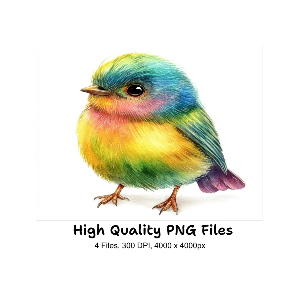 Cute Fluffy Bird Clipart Bundle
