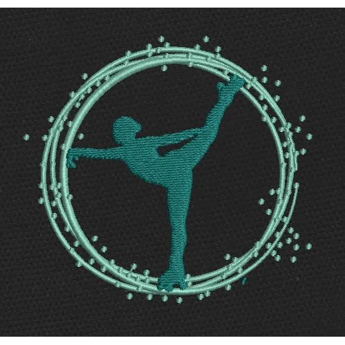 Skater Ring Teal Embroidery Design