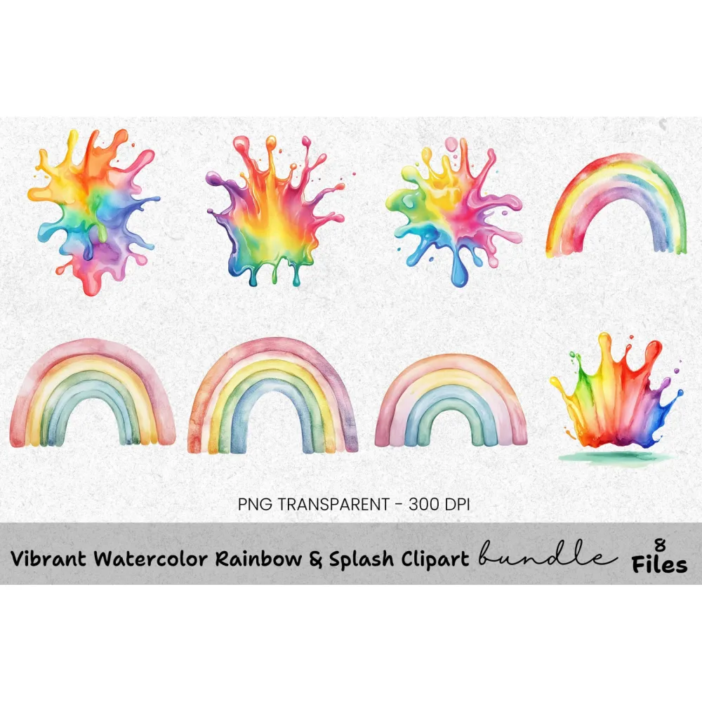 Vibrant Rainbow Splash Clipart Bundle