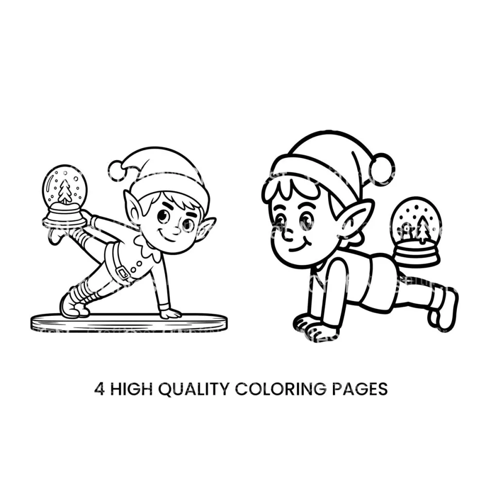 Christmas Elf Yoga Snow Globe Coloring Books