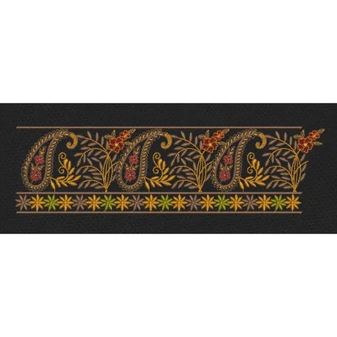 Floral Jacquard Border Flower Orange Embroidery Design