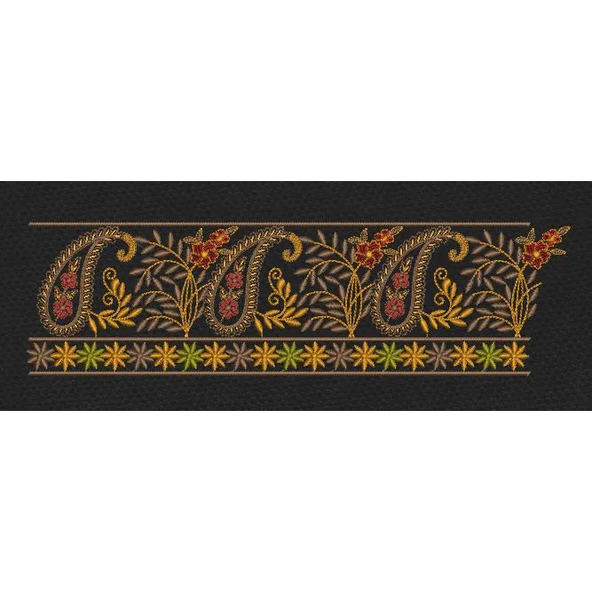 Floral Jacquard Border Flower Orange Embroidery Design