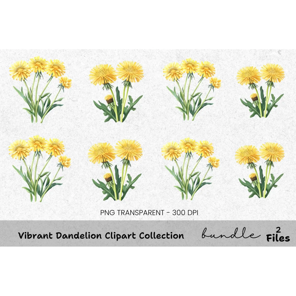 Vibrant Dandelion Clipart Bundle