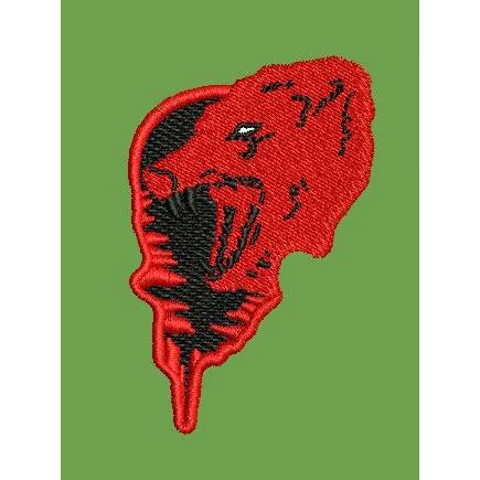 Menacing Feline Silhouette Embroidery Design