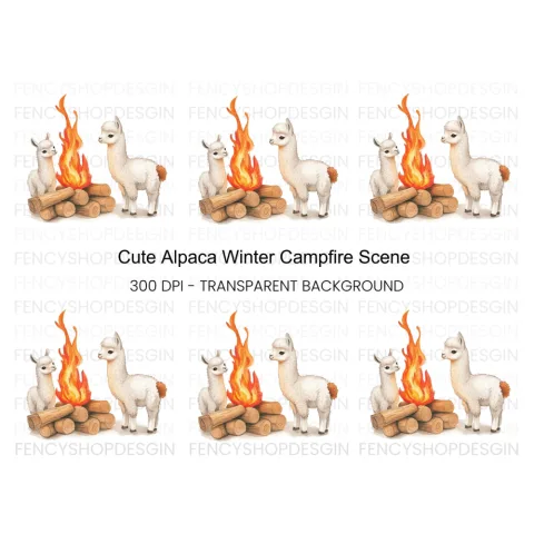 Cute Llama Campfire Clipart Bundle