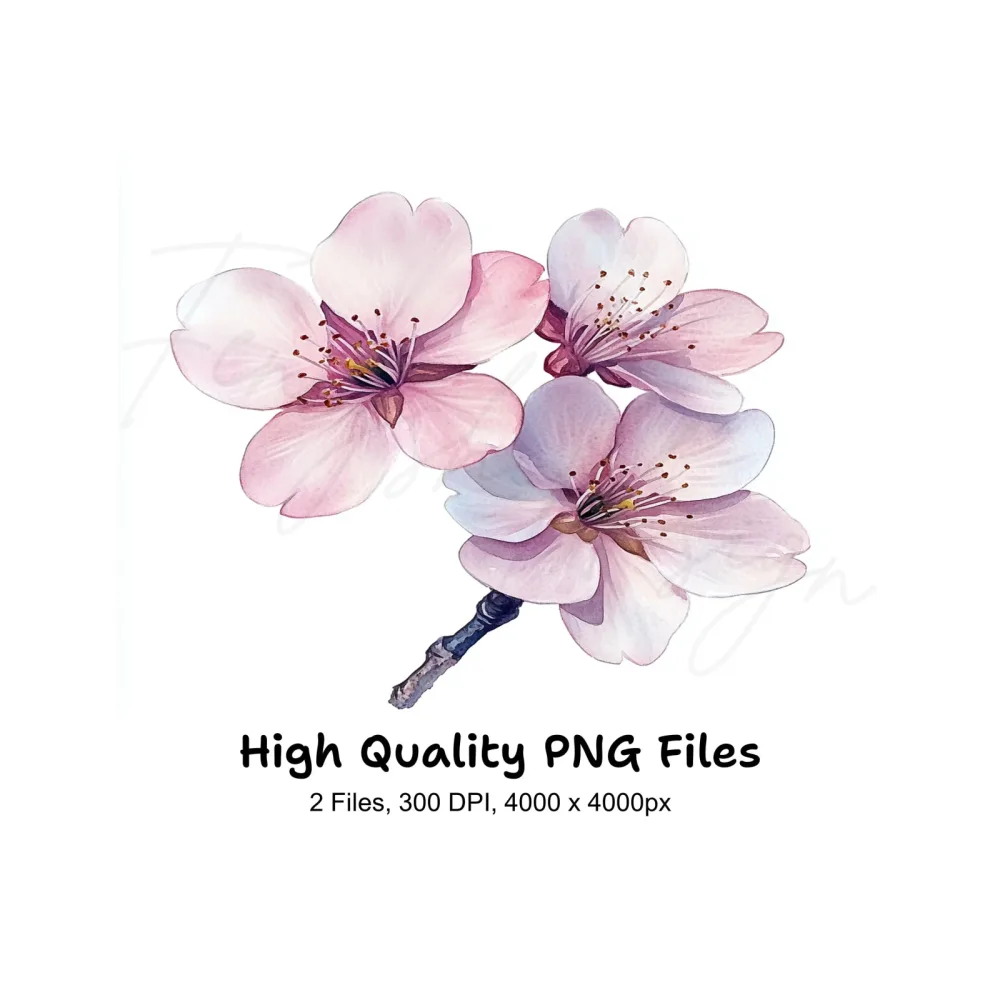 Delicate Cherry Blossom Clipart Bundle